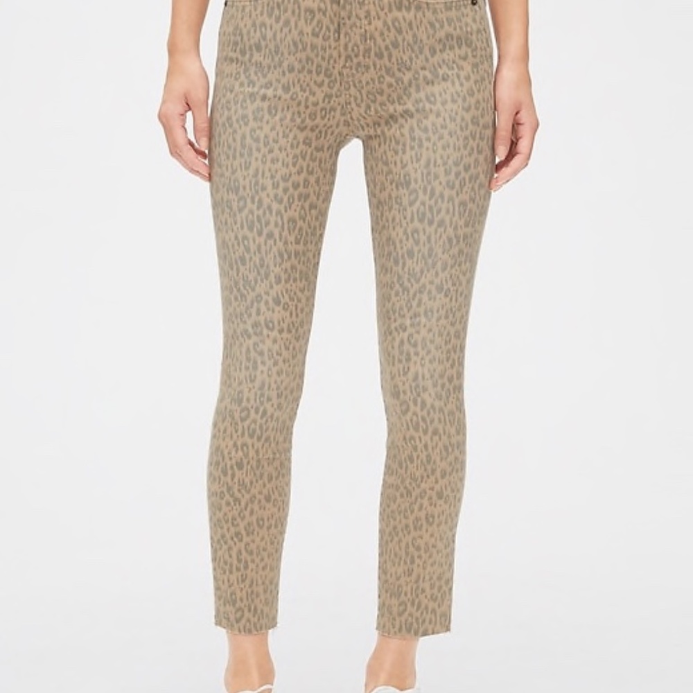 gap high rise leopard print true skinny ankle jean sz 28  NWOT - Picture 2 of 10